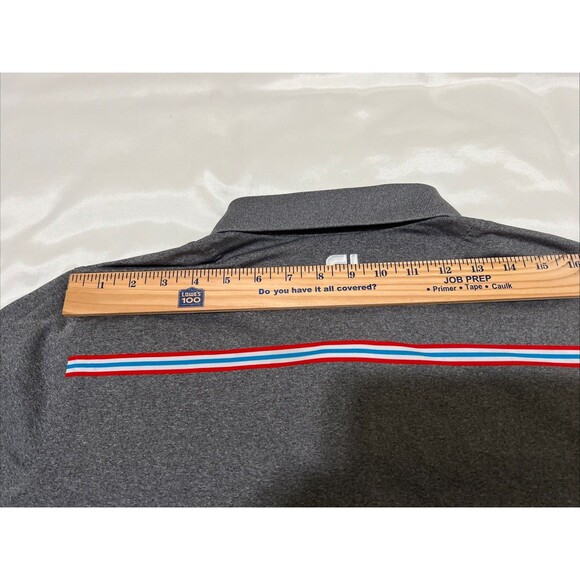 FootJoy Titleist Patch Golf Polo Gray Red Stripe Stretch Mens M Performance - Picture 14 of 16